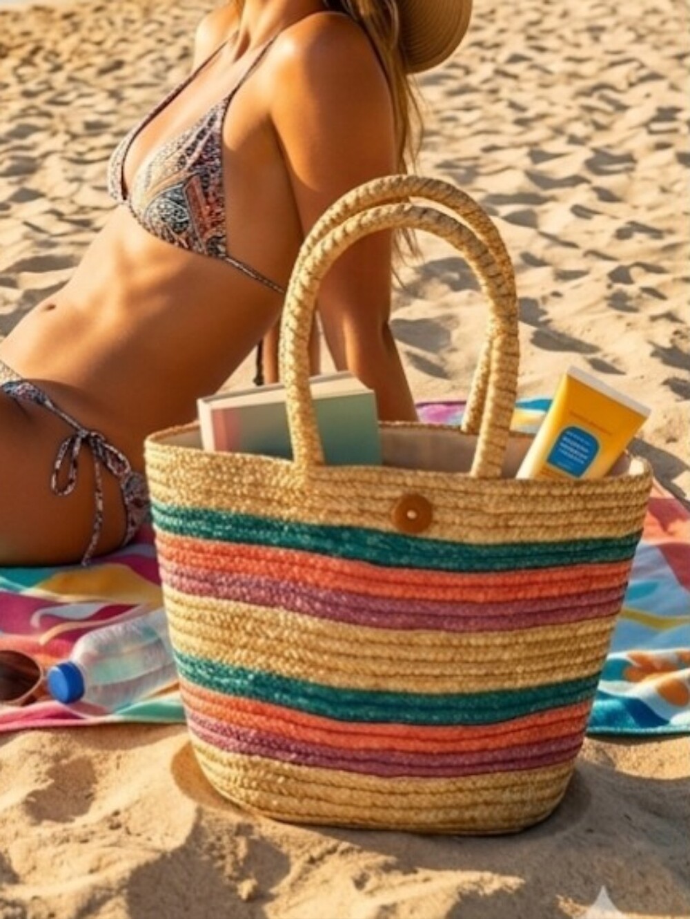 Multi-colored Basket Weave Bag